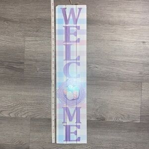 Welcome Glitter Sign with Nest and Easter Eggs